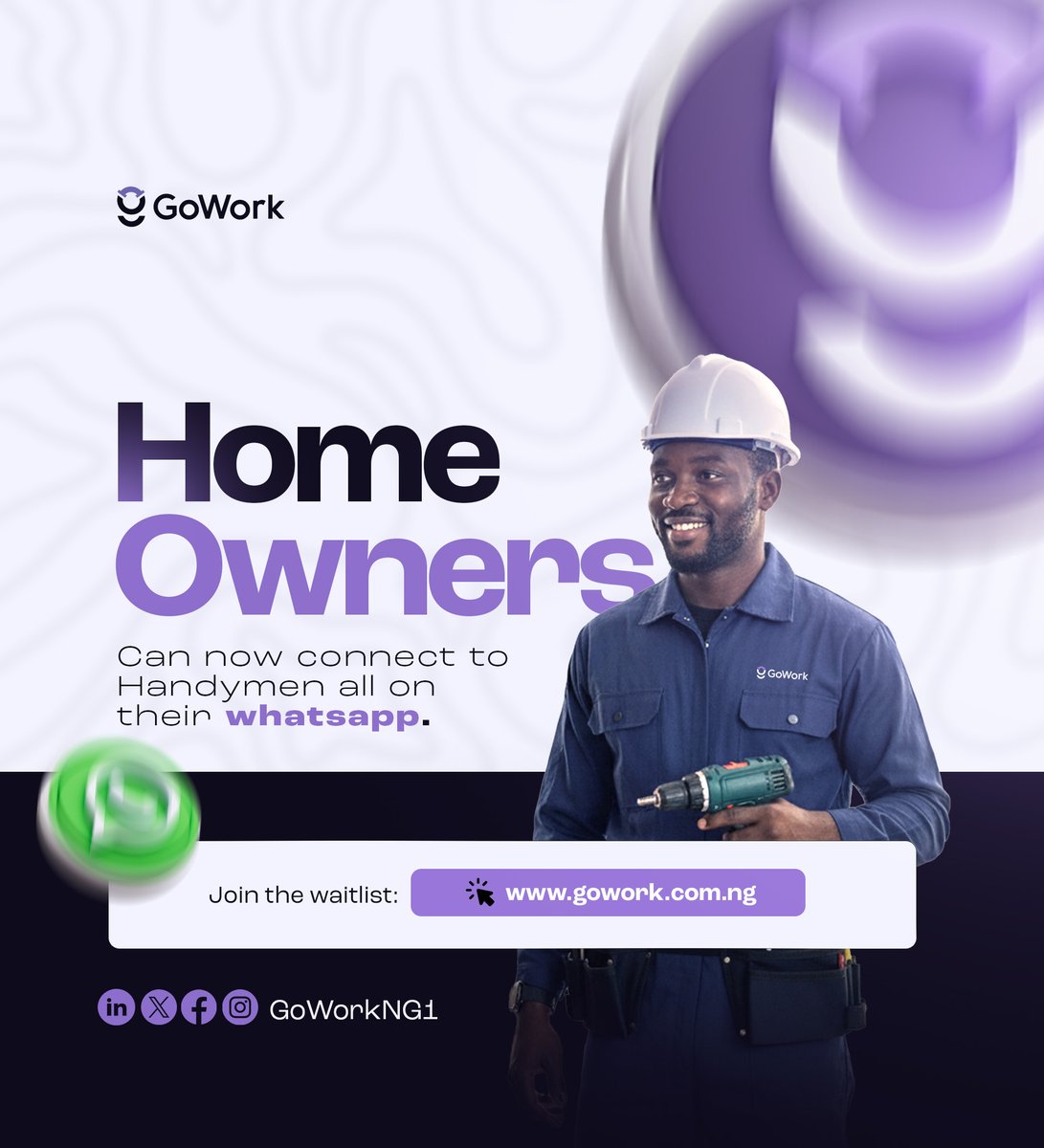GoWorkNG1's tweet image. Homeowners, rejoice! 

Find and connect with trusted handymen right on your WhatsApp. No extra apps, no stress. Just reliable service, powered by GoWork.

Join the waitlist and simplify your home life: (Link is in the image)

#GoWork #Homeowner #HomeServices #Handyman #WhatsApp