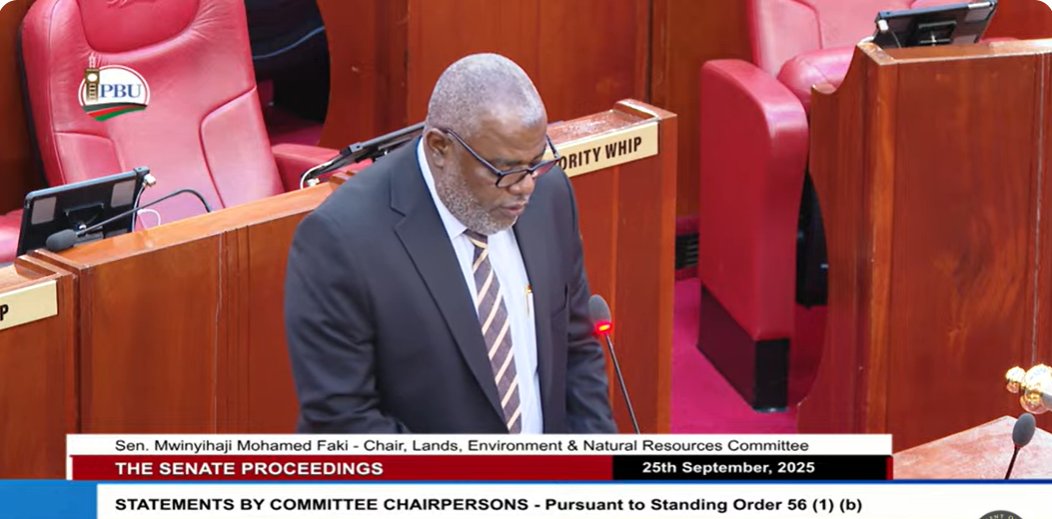 Sen. <a href="/Sen_Faki001/">Hon. Mohammed Faki Mwinyihaji</a> makes a Statement relating to the activities of the g Committee on Land, Environment and Natural Resources for the period, April to July, 2025. #BungeLiveSEN