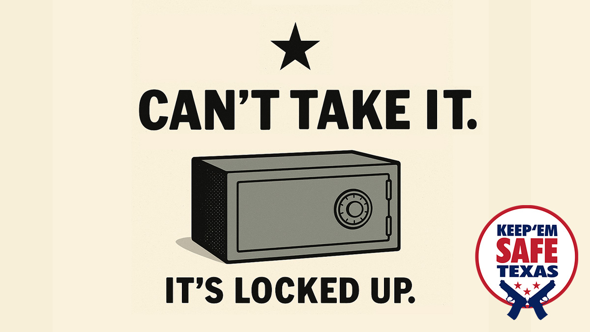 They can’t take what’s locked away.

Visit SafeGunStorageTexas.com to find out more about the different safe gun storage devices available.

#keepemsafetexas #safegunstorage