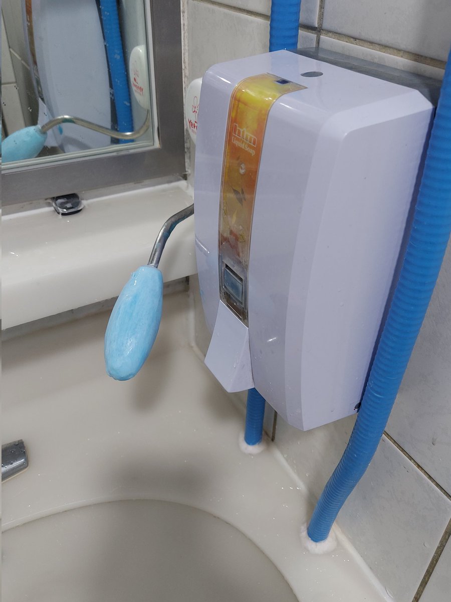 Something new...
Soap on a post. The pump dispenser was empty, but they had a backup plan...
Seoul, S. Korea.

#youdontseethateveryday
#new #suprise