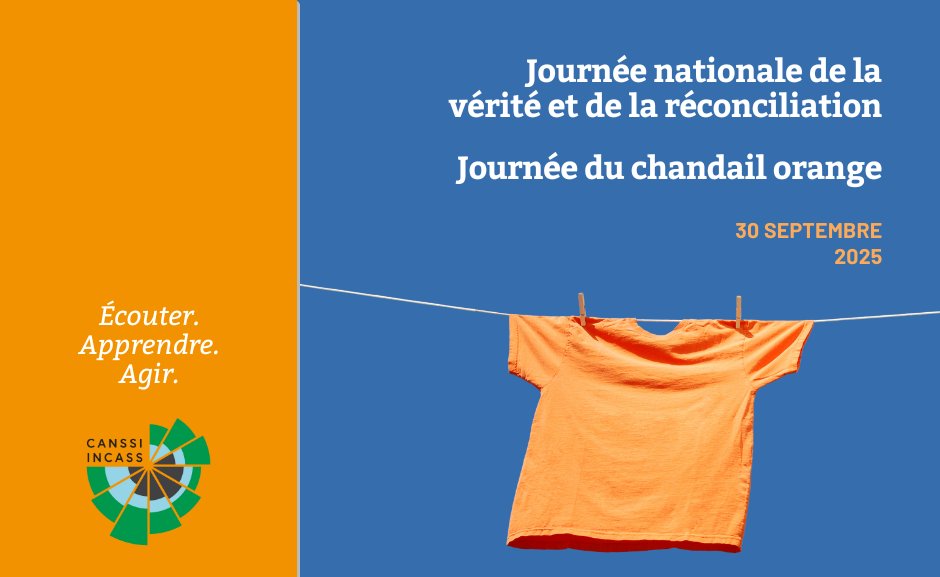 Le 30 septembre, c’est la Journée nationale de la #VéritéEtRéconciliation et la Journée du #ChandailOrange.

Écouter, apprendre et agir.