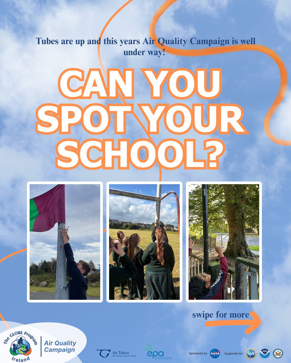 GLOBEIreland's tweet image. Can you spot your school? Tubes are up all over the country, where they&apos;ll stay until October 23rd collecting data on local NO2 levels. 

#globeprogram #globeairqualitycampaign #cleanairmatters
@EPAIreland @AnTaisce @GLOBEProgram