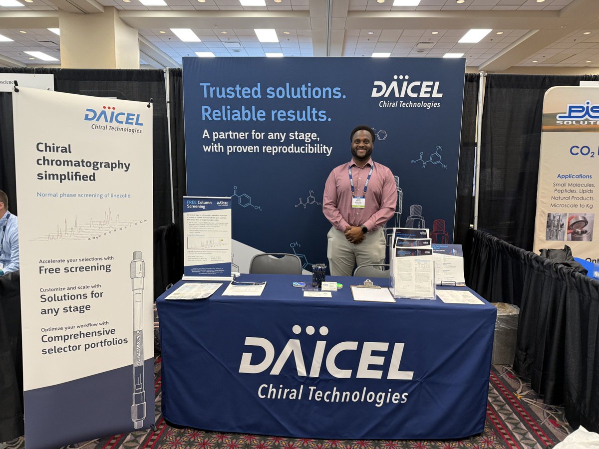ChiralTech's tweet image. We’re live at the PREP Symposium in Philadelphia! Stop by Booth 40 to see how Daicel Chiral Technologies can support your preparative chromatography and chiral separation projects.

#PreparativeChromatography #ChiralChromatography #SeparationScience
