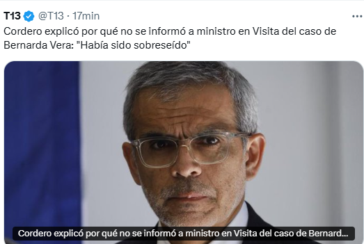 Iherreraa's tweet photo. El caso de Bernarda Vera lo sabían desde hace tiempo.  Si este fuera un gobierno de derecha, la izquierda ya estaría pidiendo la cabeza del ministro, del presidente, y volarían las Acusaciones Constitucionales.  Pero como este es un gobierno de izquierda no va a pasar NADA. https://t.co/dwS9GmeY6J