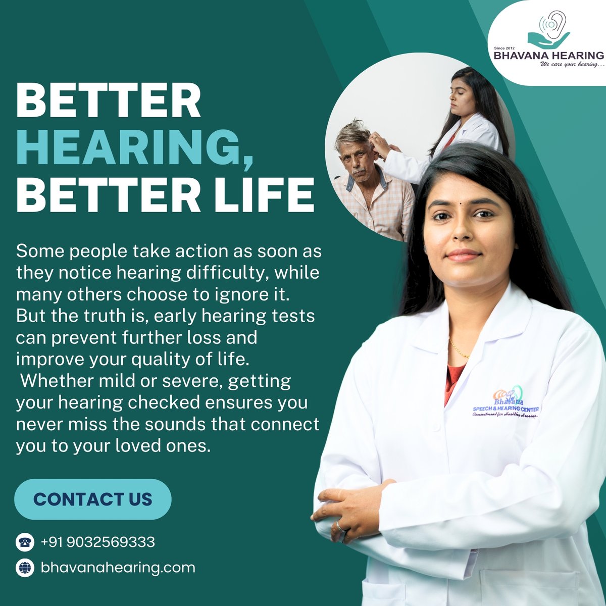 Don’t miss the sounds you love – book your hearing test now.”
#CheckYourHearing #BetterHearing #BhavanaHearingCare