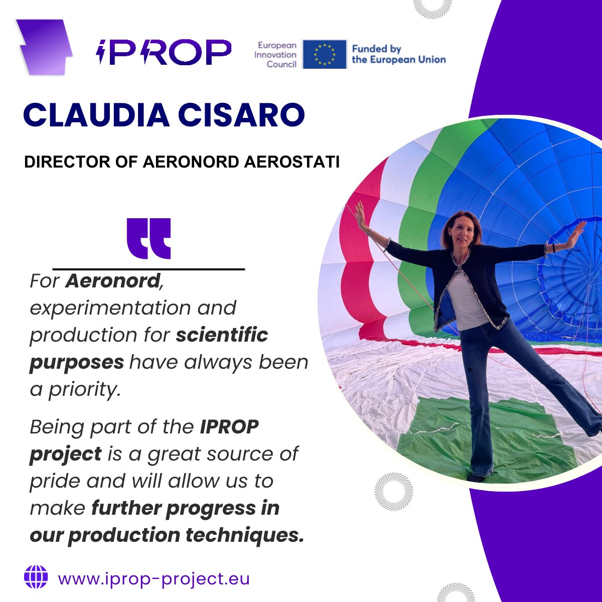 Claudia Cisaro, leading <a href="/AeronordA/">Aeronord Aerostati</a> , a key partner of the European #IPROP project showing how collaboration between science and industry is the key to build an innovative #Future