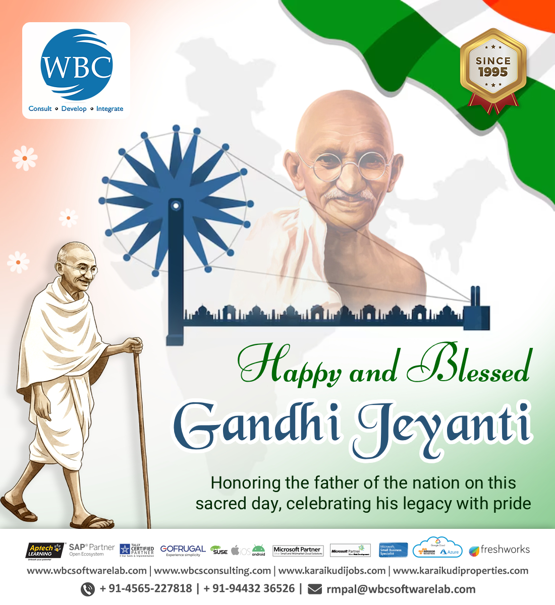 WBCSoftware_Lab's tweet image. 🇮🇳✨ Remembering the Father of the Nation, Mahatma Gandhi — a beacon of simplicity, courage & truth.
May his principles inspire us to build a brighter tomorrow.
from WBC Software Lab 🙏
#GandhiJayanti #Bapu #Inspiration #TruthAndNonViolence #WBCSoftwareLab #GandhiJayanti