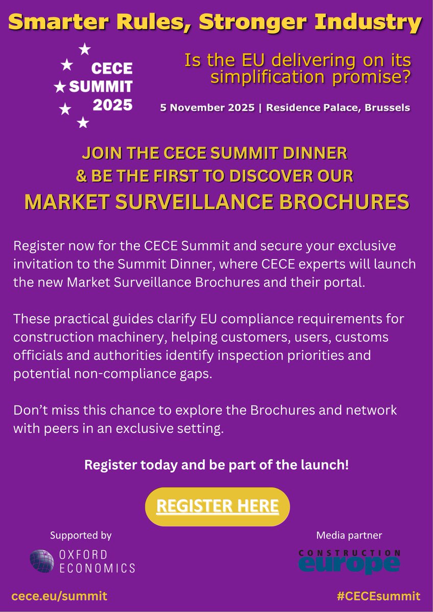 Join the #CECEsummit Dinner &amp; be the first to discover our Market Surveillance Brochures!

Included is the Summit Dinner with exclusive networking opportunities &amp; the launch of our brand-new Market Surveillance Brochures.

📅5 Nov 2025 
👉Register here: bit.ly/4fkegil