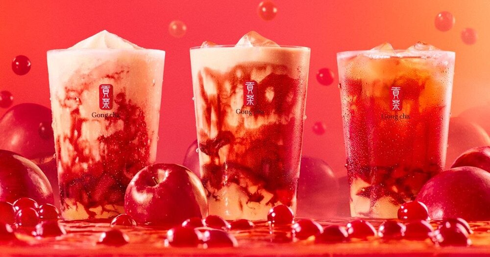ゴンチャ「りんごとクランベリー」秋限定ミルクティー、“りんご蜜”香るシャキッと果肉入りゼリー×とろり濃厚クランベリーソース - fashion-press.net/news/138820