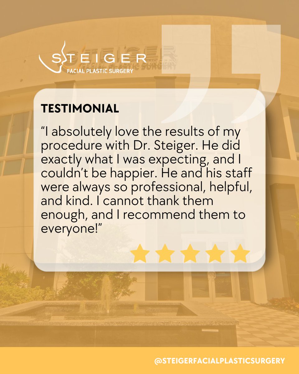 One happy patient is thrilled with their results from Dr. Steiger! ✨ Professional, kind, and attentive care from start to finish makes all the difference.

#TestimonialTuesday #AgedWithPerfection