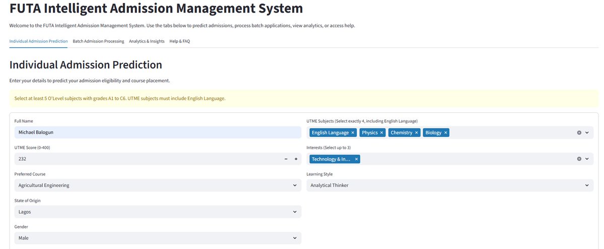Innovateamm's tweet image. Excited to share my progress on the FUTA Intelligent Admission Management System as part of #BuildInPublic! and also one my school project I have been working on.
#TechDevelopment #FUTA