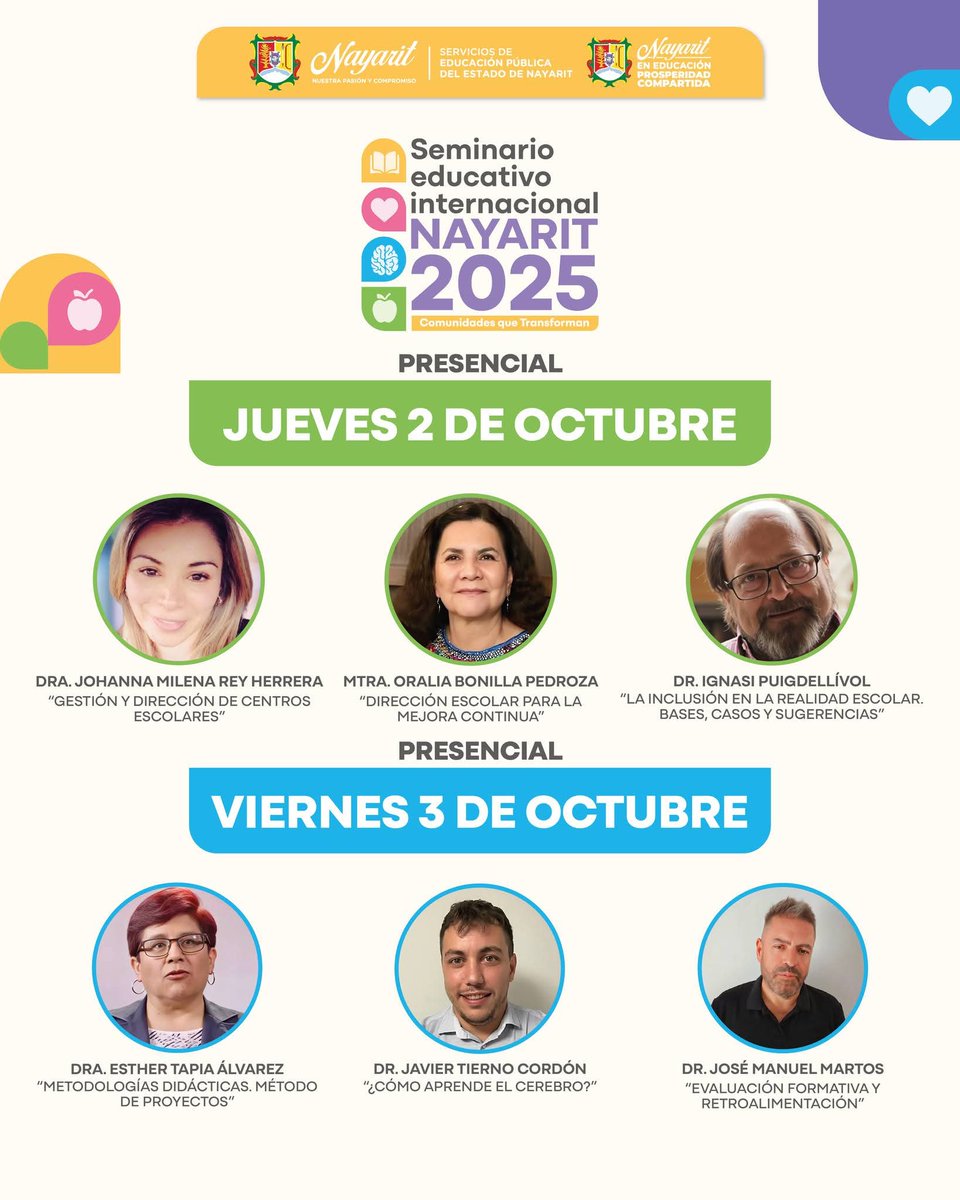 Nuestro compañero del Grupo de Investigación TECNODEF, Javier Tierno Cordón, estará en México participando en el Seminario Educativo Internacional de Nayarit 2025 🎓.
📢 Compartirá dos conferencias plenarias:
 🧠 ¿Cómo aprende el cerebro?
 📚 Cerebro y aprendizaje
