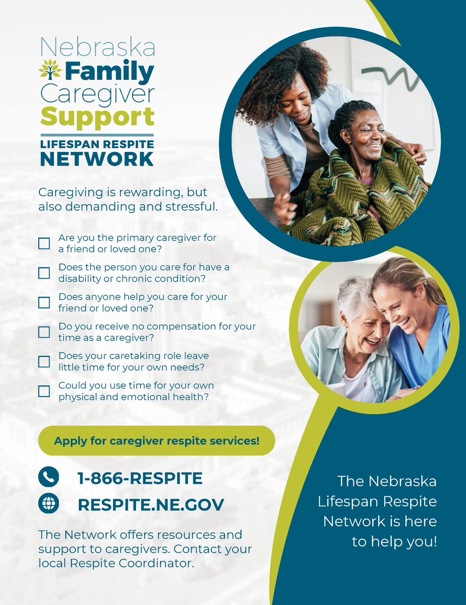 🌿 Caregiving is meaningful but exhausting. Need a break? Call 1-866-RESPITE or visit 💻 respite.ne.gov. #NebraskaRespite #CaregiverSupport #RespiteCare #NebraskaCaregivers #YouDeserveABreak #LifespanRespite