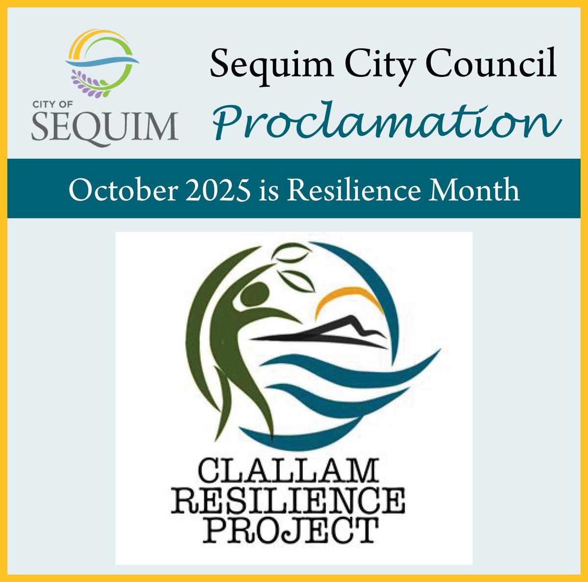 The #Sequim City Council recognized October as Resilience Month by a proclamation at their last meeting.  Learn more and read the proclamation at ow.ly/bscx50X1bOo