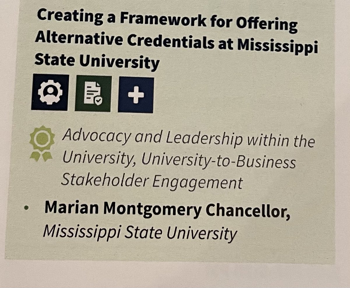 MakersMarian's tweet photo. Y’all come stop and sit while I share info about how we’re launching an Alternative Credential framework at Mississippi State on Tuesday (9/30) from 3:45-4:45 in Arlington ballroom! @UPCEA #Credovation Come for the southern charm. Hang for the lessons learned. 😁 https://t.co/zgw8usoEXi