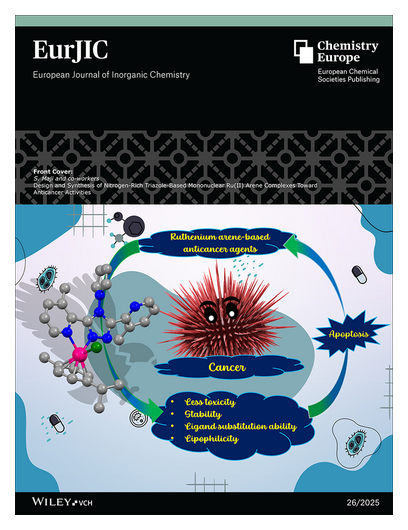 ChemEurope's tweet photo. #EurJIC #OnTheCover Design and Synthesis of Nitrogen-Rich Triazole-Based Mononuclear Ru(II) Arene Complexes Toward Anticancer Activities (Maji and co-workers) https://t.co/pQEHxBujL4 @SOMNATHMAJIIITH @oneannoyingfolk • https://t.co/qAWDKmnwtW https://t.co/EfwFqlfIpY