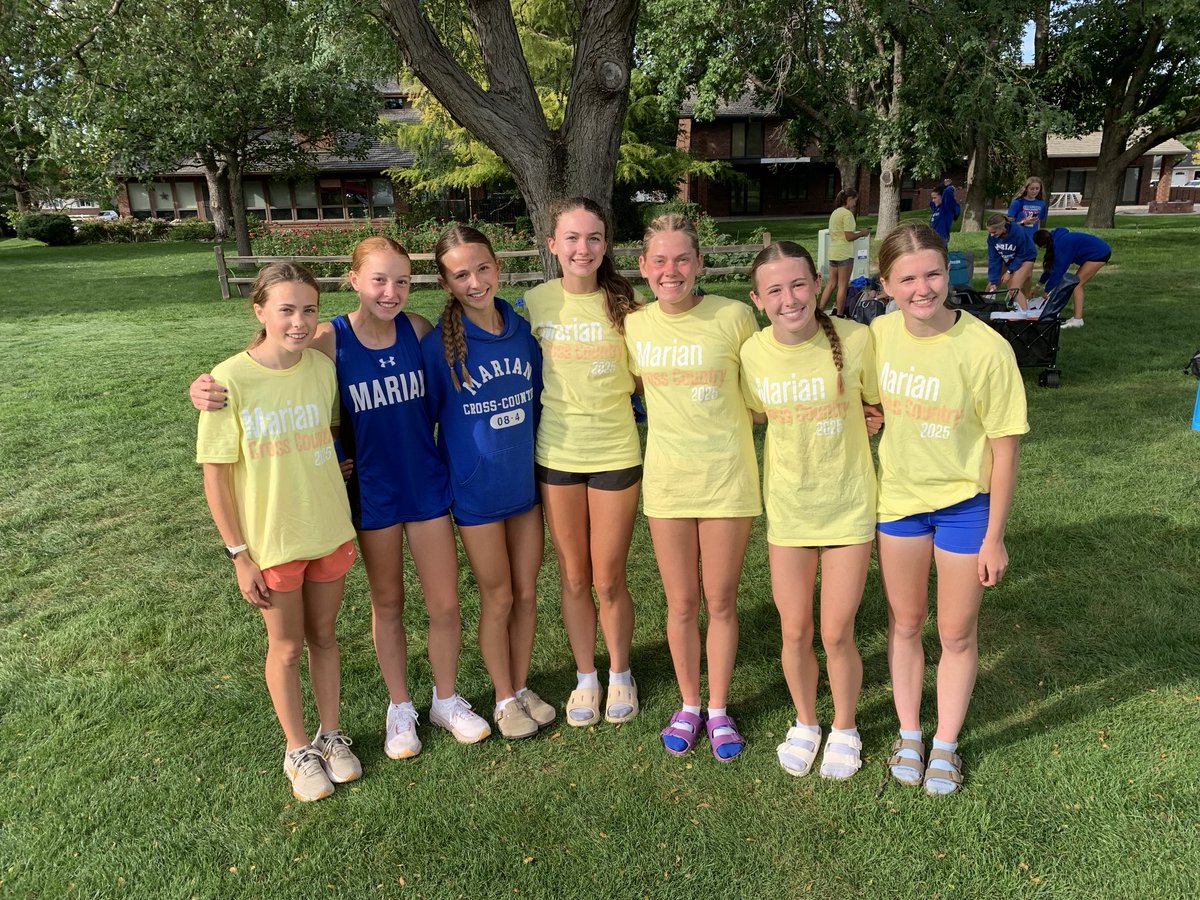 Here are the 7 runners that formed the Varsity team that won the Class A race at Kearney.  They are Mabel Henningsen, Maya Freyer, Harper Cowles, Reese Lancaster, Julia Kubat, Lena Sabata, &amp; Elizabeth Morgan.  You definitely demonstrate the strength of a team run!!!
