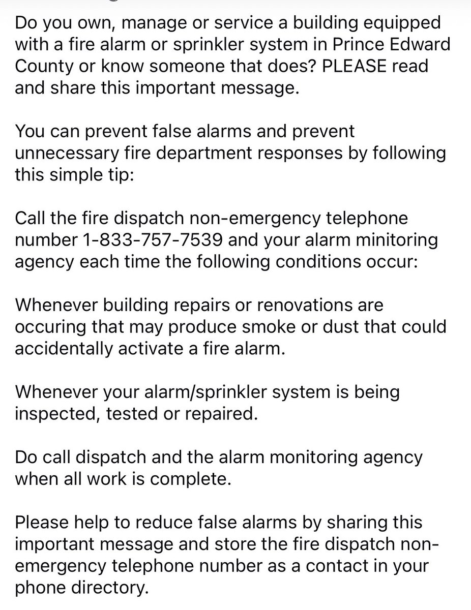 fire_pec's tweet image. Help prevent false fire alarms in Prince Edward County with this simple tip: