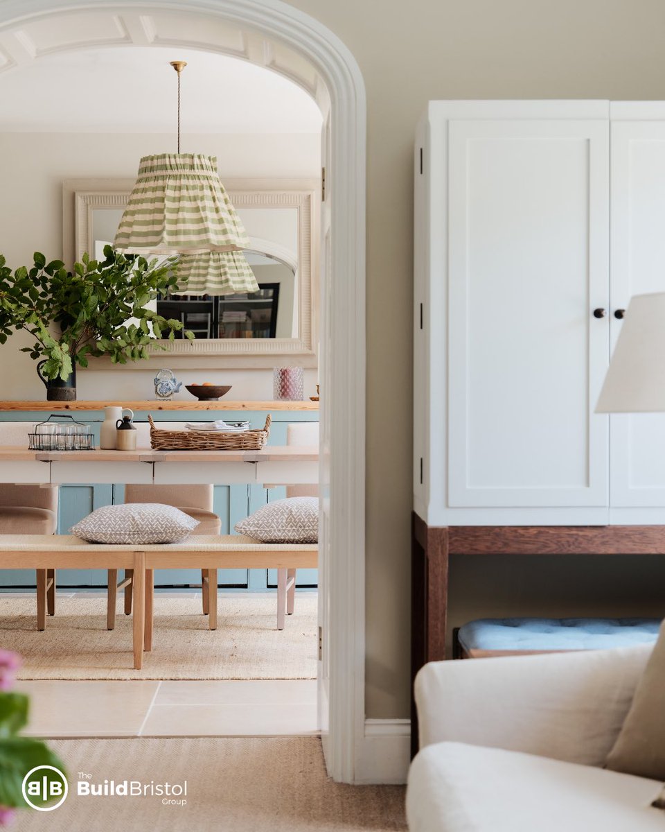 A home designed for connection ✨

Soft tones, layered textures and thoughtful details create a seamless flow from living to dining, the perfect backdrop for everyday living and special moments alike 👏🏻

—

Interiors: @gemabroch 
📍 Heathfield Lodge, Bristol