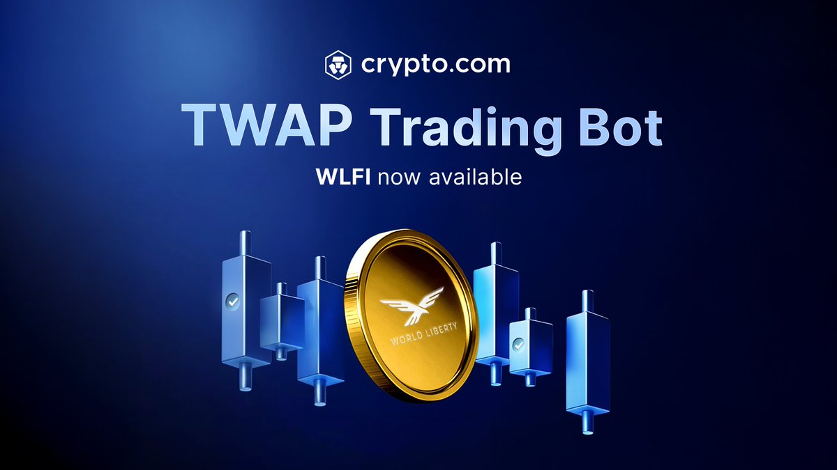cryptocom's tweet photo. 1 new token added to the TWAP Trading Bot: $WLFI 🤖

✅ Execute large trades efficiently by splitting them into smaller orders
💱 Reduced price slippage and minimised risk
➕ A total of 200+ coins are now available

Try It Now 👉 https://t.co/pGeFsgTWhv https://t.co/6HOKSZX4lR