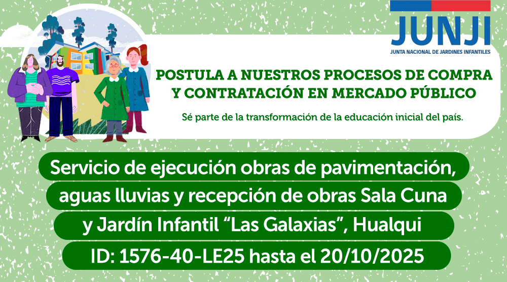 📣 Postula en nuestros procesos de compra y contratación en Mercado Público.
En esta oportunidad, te contamos que ya está disponible la Licitación ID: 1576-40-LE25

📅 Fecha de cierre: 20 de octubre de 2025
👉 Revisa los detalles: acortar.link/74kHwR