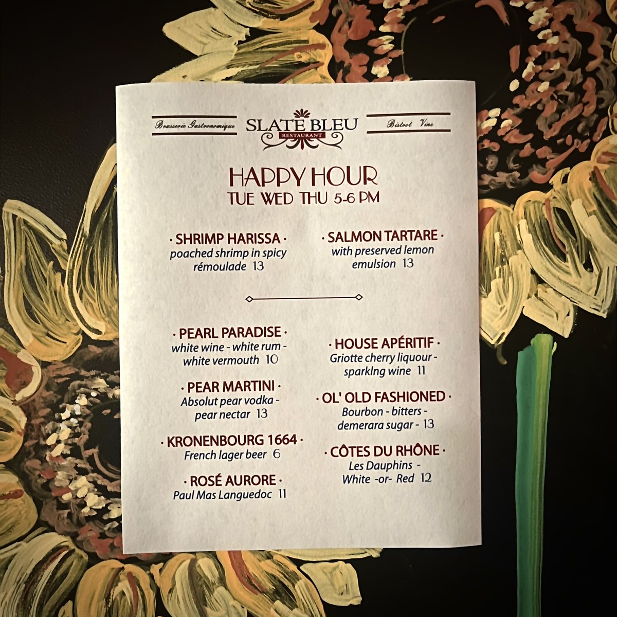 SlateBleu's tweet photo. September is ending! Might as well treat yourself… to something delicious! At our happy hour! Tonight! https://t.co/C0RgskbvYH