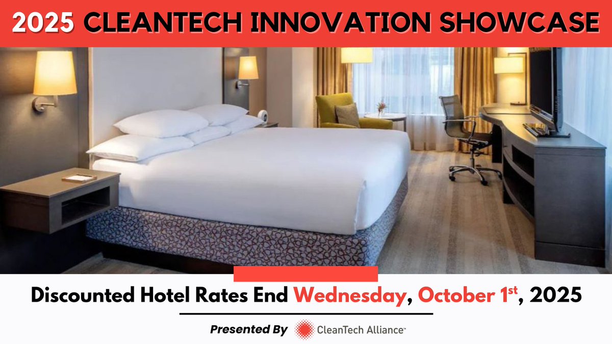 wacleantech's tweet image. Traveling in from out of town for our 12th annual #CleanTech conference on Wed. Nov. 5th?

Discounted hotel rates end Wed., Oct. 1st at the Hyatt at Olive 8 in #Seattle for our #CleanTechShowcase!

Link to hotel block available after registration: tinyurl.com/274a624k