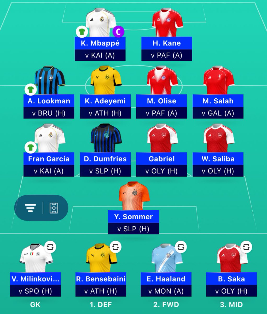 MD2 limitless active as planned✅

OR: 91k 🌍

🌶️ going with few differentials like Lookman, Saka, Fran or Bensebaini. 

Good luck all🍀