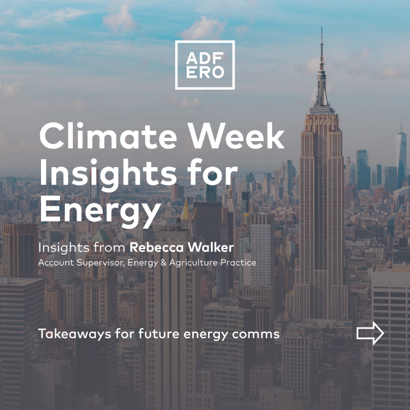 Adfero's tweet photo. What did #ClimateWeekNYC signal for the energy industry? This year’s conversations highlighted how quickly the landscape is changing – and why clear communication matters more than ever.

Swipe through for more insights from Adfero’s Rebecca Walker.