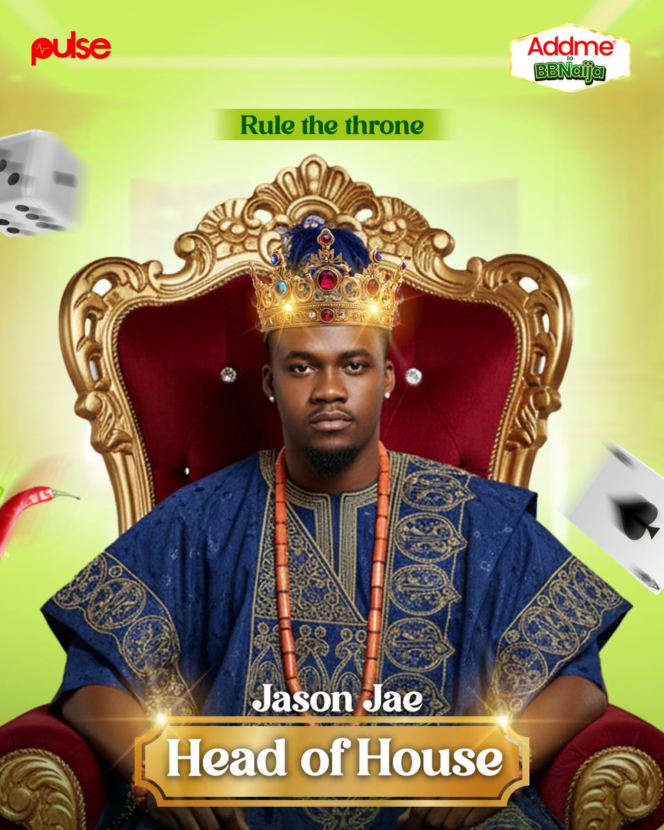 addmenigeria's tweet image. Congratulations to @Iam_JasonJae as he wins the Head of House this week 👑👏🏾

#Addme #AddmeForThingsYouLuv #AddmetoBBNaija