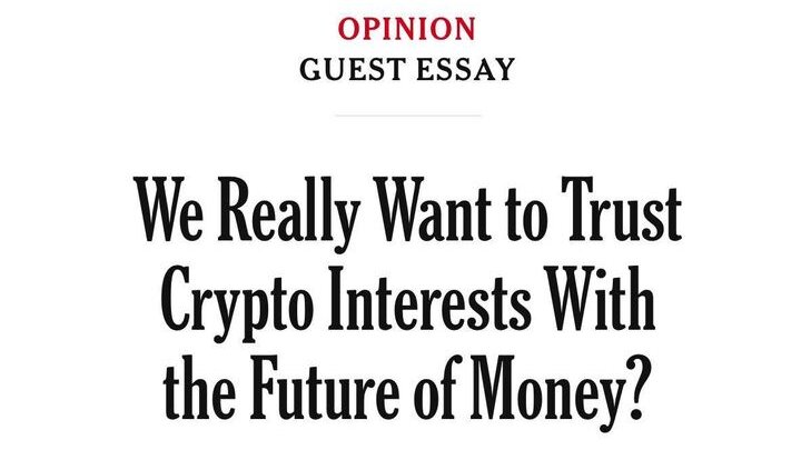 It's disappointing to see the <a href="/nytimes/">The New York Times</a> publish yet another attack piece on crypto and tokenization. This time it's <a href="/AmitSeru/">Amit Seru</a>—a finance professor at one of the nation's top business schools—who offers a take on stablecoins that reads more like a political manifesto than serious