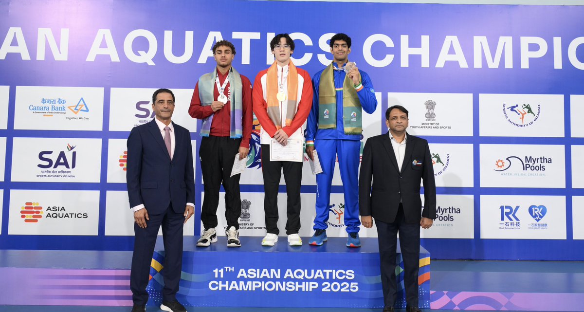 QATARAQUATICS's tweet photo. 🥈 تتويج بطل الأدعم علي تامر بفضية سباق ١٠٠ م حرة ( البطولة الآسيوية ١١ للالعاب المائية للعموم ) الهند ٢٠٢٥ https://t.co/gXTEqax6wI
