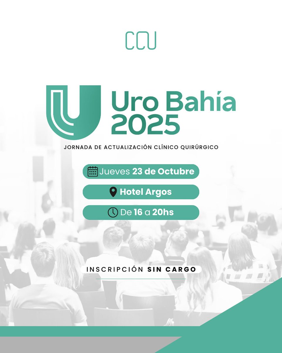 UROBAHÍA 2025 | Jornada de Actualización Clínico-Quirúrgico 2025
🗓️ Jueves 23 de octubre
🕣 De 16:00 a 20:00 h
📍 Hotel Argos – España 149, 

Informes e inscripción: 291-5115276

Consultá el programa en ambb.org.ar/cientifico/act…