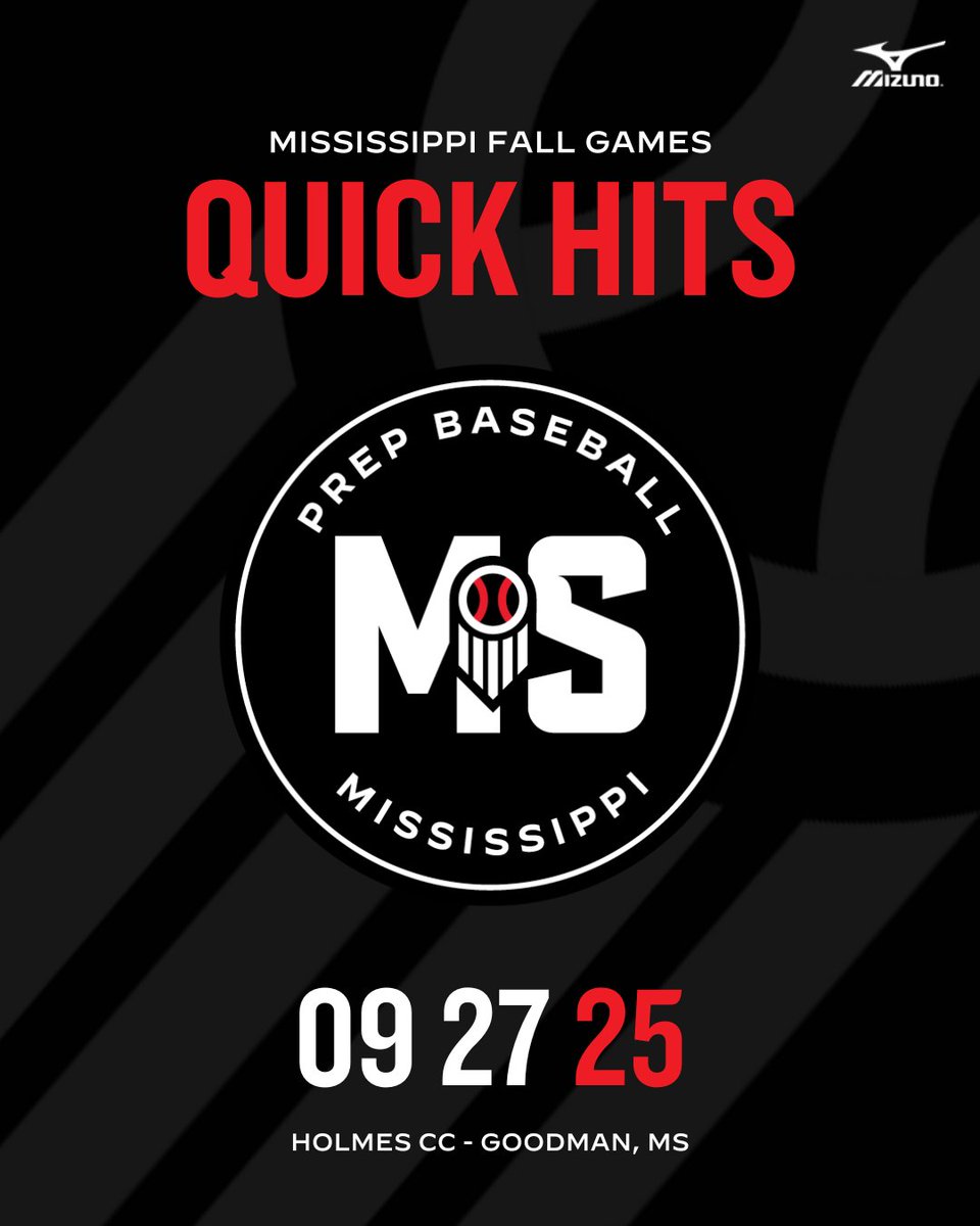 PrepBaseballMS's tweet photo. #𝐌𝐒𝐅𝐚𝐥𝐥𝐆𝐚𝐦𝐞𝐬𝟐𝟓: 𝐐𝐮𝐢𝐜𝐤 𝐇𝐢𝐭𝐬 📝

+ Check out some of the top performers who attended the Mississippi Fall Games that were held on Saturday, September 27th at Holmes CC in Goodman, MS.

Scout notes and more in the link below. ⤵️

🔗: https://t.co/UPMF4RCqT9 // @PrepBaseball