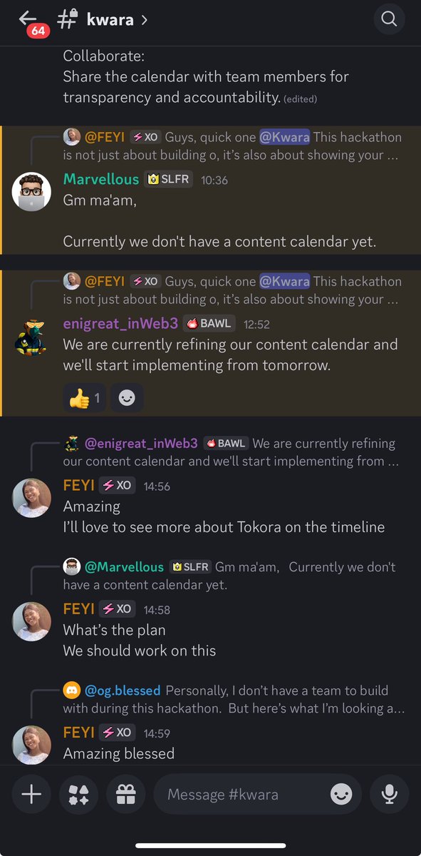 callmeFeyi_'s tweet photo. BIG TUESDAY 🚀

Kwara builders will not only  be building for the hackathon, we’re also ensuring we stay visible.
This morning, teams started working on content calendars 🗓️ to keep progress, updates, and energy consistent.
@SuperteamNG Kwara is making sure builders ship &amp; shine https://t.co/hkaJj00JSB