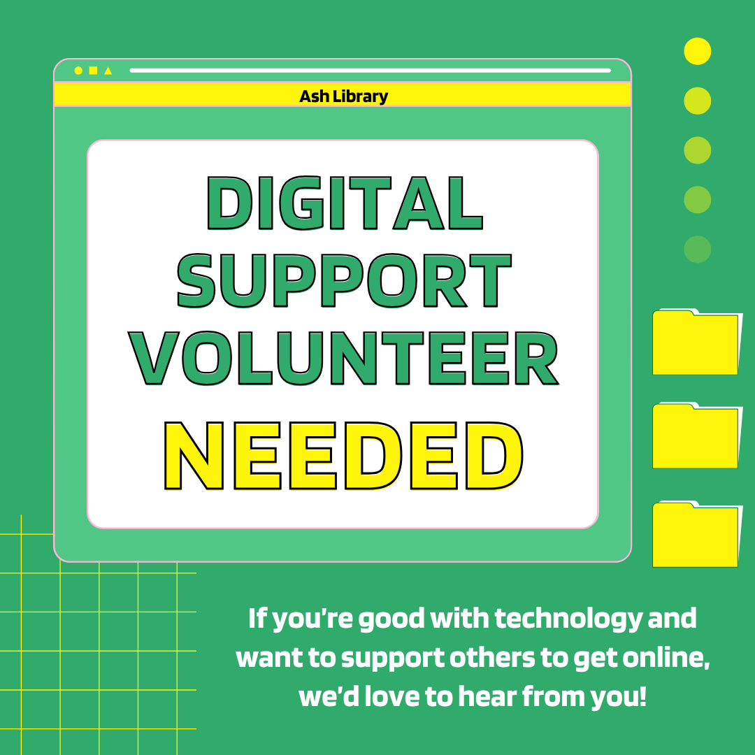 AshLibrary's tweet image. We are looking for a tech-savvy volunteer to help people struggling with computers 💻📁🖱

Complete an expression of interest form on the Surrey Libraries website and a member of our team will get in touch: surreycc.gov.uk/libraries/volu…

#DigitalSupport #Volunteering #VolunteersNeeded
