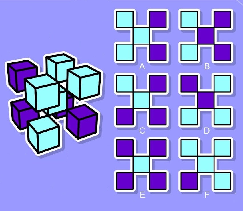 ¿Qué tres vistas corresponden a la figura de la izquierda?
Original de Peter Grabarchuk.