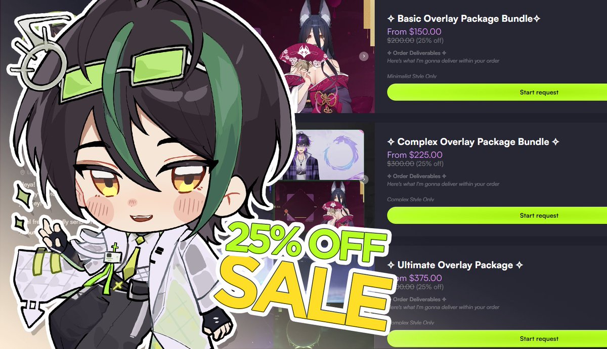 【25% VGen Sale!】

My overlay packages are on sale all throughout October!

If you're looking to freshen up your stream overlays please do check my packages out! ⭐

VGen Page Link Below the post! 🔻

♡+↻ are appreciated!!
#VGen #VGenOpen