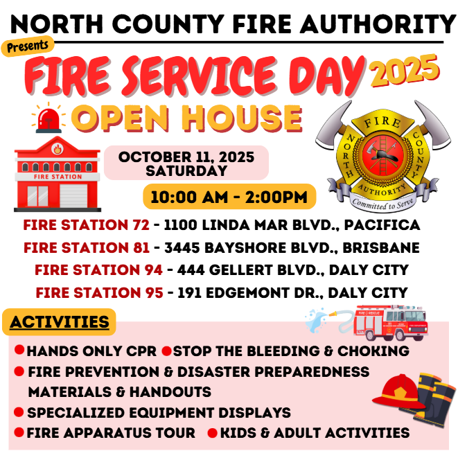 NoCoFire's tweet image. Please join us for an Open House at your local fire station for Fire Service Day! Please see below for more details. #FireServiceDay #OpenHouse #FireSafety