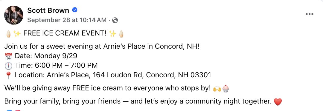 dabbs346's tweet image. I regret to inform everyone that this event that Scott billed as a &quot;FREE ice cream&quot; did not include free ice cream ☹️ Sad.