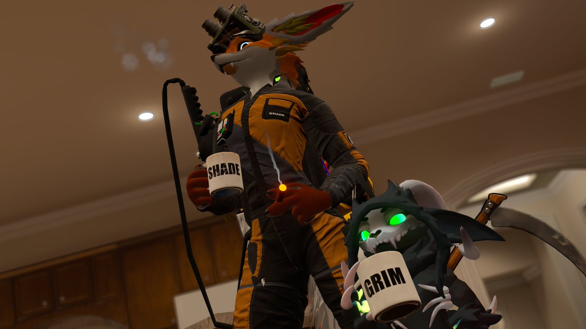 DuheyTheFennec's tweet photo. Is your house infested with post-mortem aberrations? Has your humble abode become a paradise for an infestation of unwanted voidlings? Don't worry!Employees of GRIM and SHADE are here to help. (Script is ongoing but coming along well. I'm excited for this) #vrchat #vrchatmovie https://t.co/GuIK6dPBqy