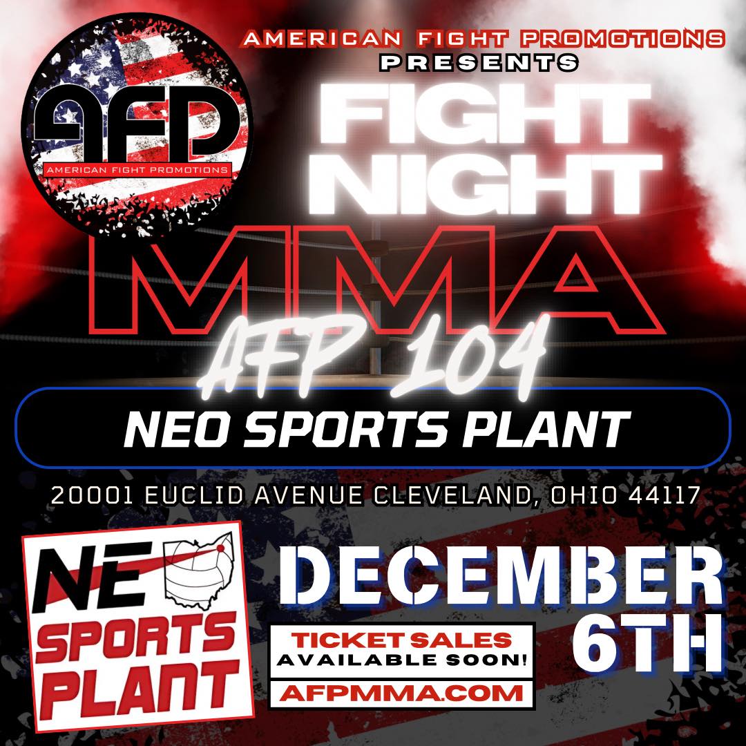 🚨 Cleveland! AFP 103 SOLD OUT FAST… AFP 104 hits Dec 6 at NEO Sports Plant 🥊🔥

🎟️ Tickets are LIVE &amp; moving quick 👉 afpmma.com

⚡ Don’t wait. Don’t miss history. Be there.

#AFP104 #AFPMMA #MMA#MMA #MMA #ClevelandFights