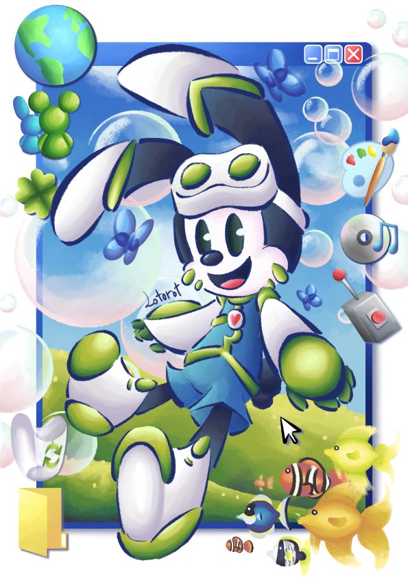 lotorot's tweet photo. Oswald the Lucky Rabbit in frutiger aero style🐰🖥🫧

#art #disney #Oswaldtheluckyrabbit https://t.co/wI4Eh0Nnwu