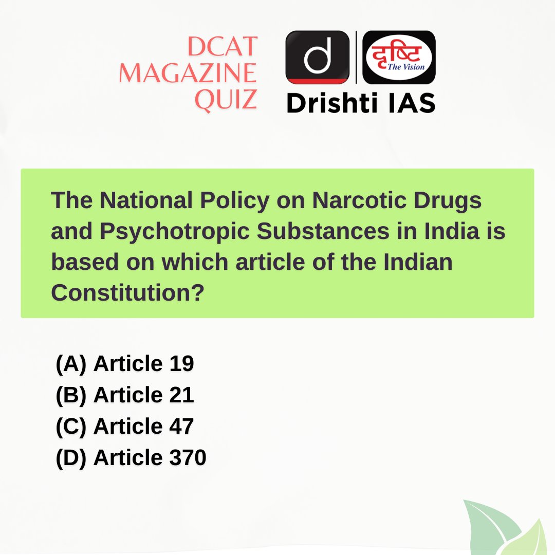 drishtiiaseng's tweet photo. Solutions are in the Drishti Current Affairs Today (DCAT) magazine.
#DCAT Magazine covers all three stages of CSE—Prelims, Mains & Interview.
Subscribe: https://t.co/C1UsGkTAGm
#Quiz #MCQ #UPSCMCQ #CurrentQuiz #DailyQuiz #UPSC #GK #IAS #DrishtiCurrentAffairs #DrishtiIAS #DrishtiIASEnglish