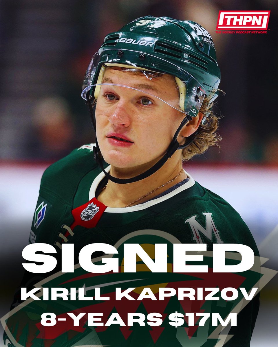 Hockeypodnet's tweet photo. Kirill Kaprizov Re-Signs with the Wild on a 8-Year $17M AAV Deal, The Largest in NHL History https://t.co/BtC0yKkJgO