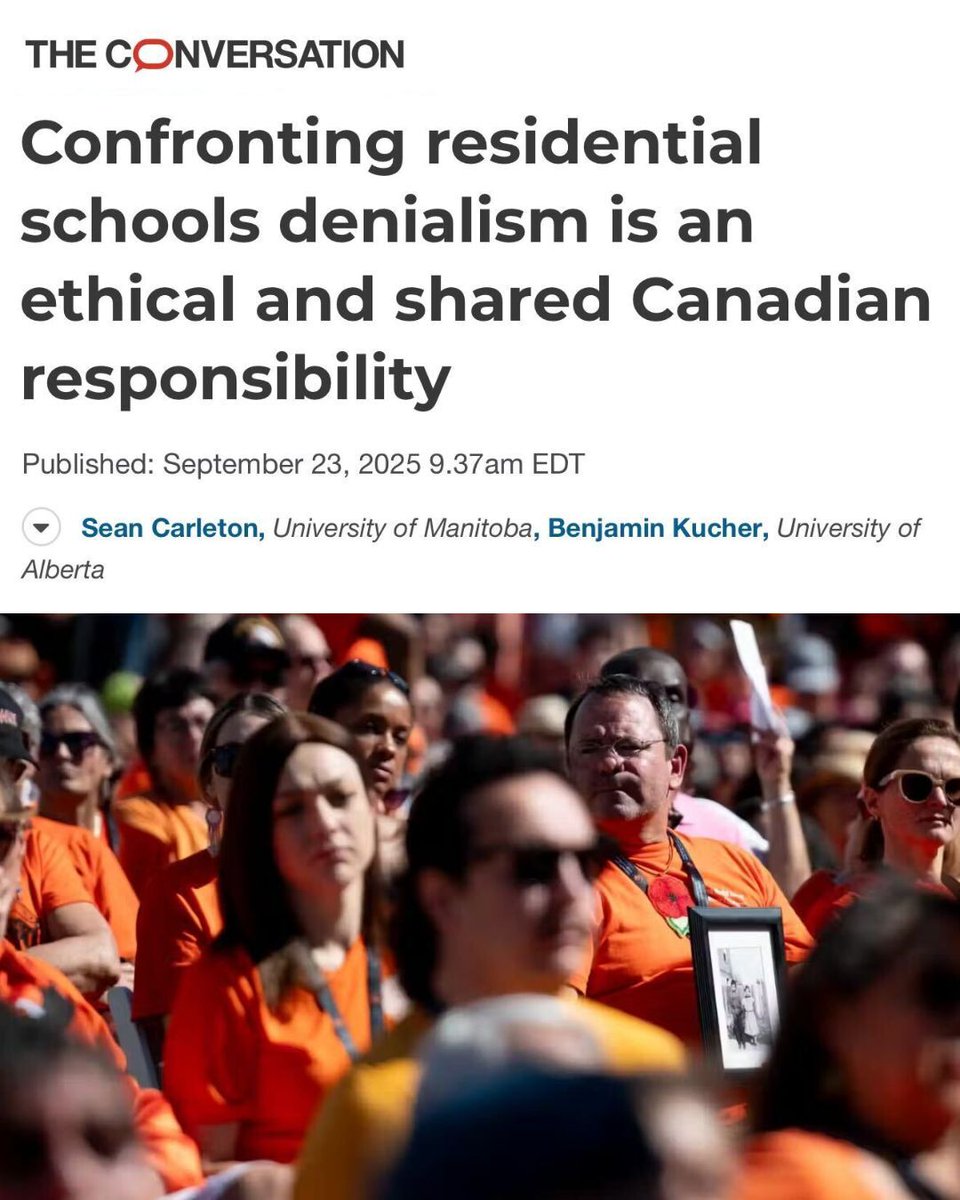 GreenpeaceCA's tweet image. "Residential school denialism is not simply an alternate perspective. It is a form of harm that retraumatizes Survivors, undermines truth and perpetuates colonial ideas that jeopardize Canada’s ability to work with Indigenous Peoples..." – @SeanCarleton @TruthInTheSoil #NDTR