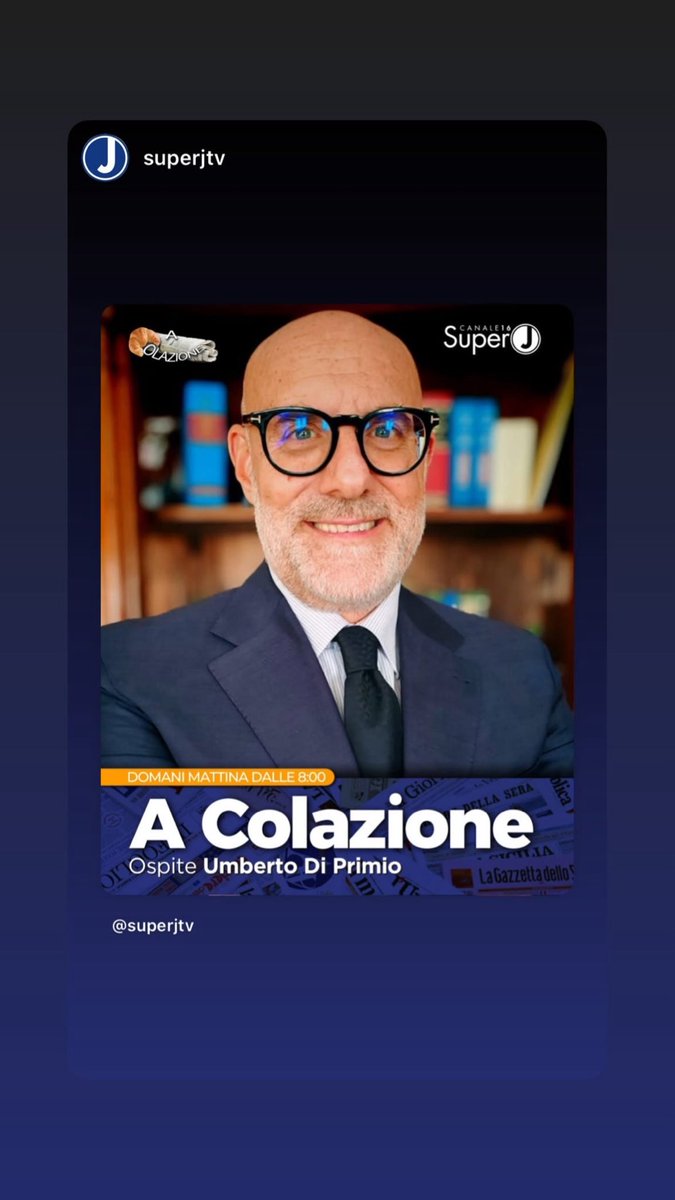 Per chi volesse e potesse, domattina sarò su SuperJ Canale 16 del digitale