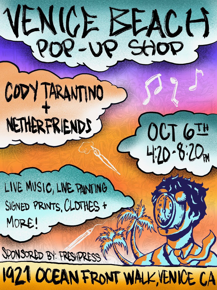 codytarantino's tweet image. GM! ☀️
Venice beach pop-up shop with @netherfriends + @kannabis_kat69