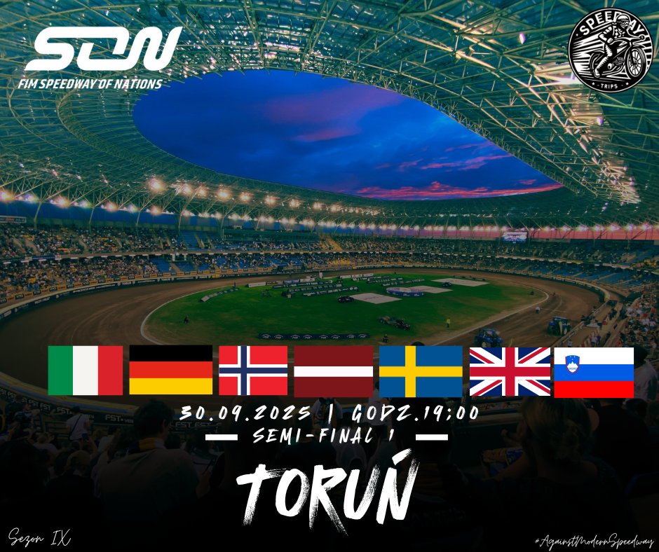 zuzlowepodroze's tweet photo. 🚨 BATTLE BEGINS 🚨 #tripday

🏆 #SpeedwayofNations - Semi-Final 1
🕖 19:00
🏟️ Motoarena
📍 Toruń

#speedway #SON