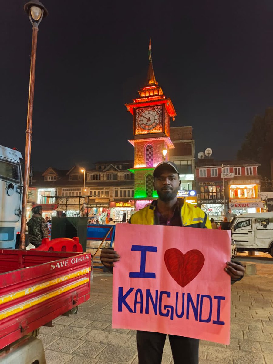 #TirangaAtLalChowk
Gopi from #Kangundi, #Kuppam, Andhra Pradesh at #LalChowk Srinagar today. He is one of the four youth selected to become a bouldering &amp; rockclimbing coach for #KangundiBouldering (India's newest bouldering destination by  #MahavtarBabajiTadekamFoundation in